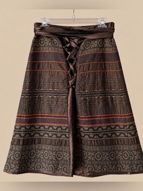 Boho Tapestry A Line Wool Blend Skirt M